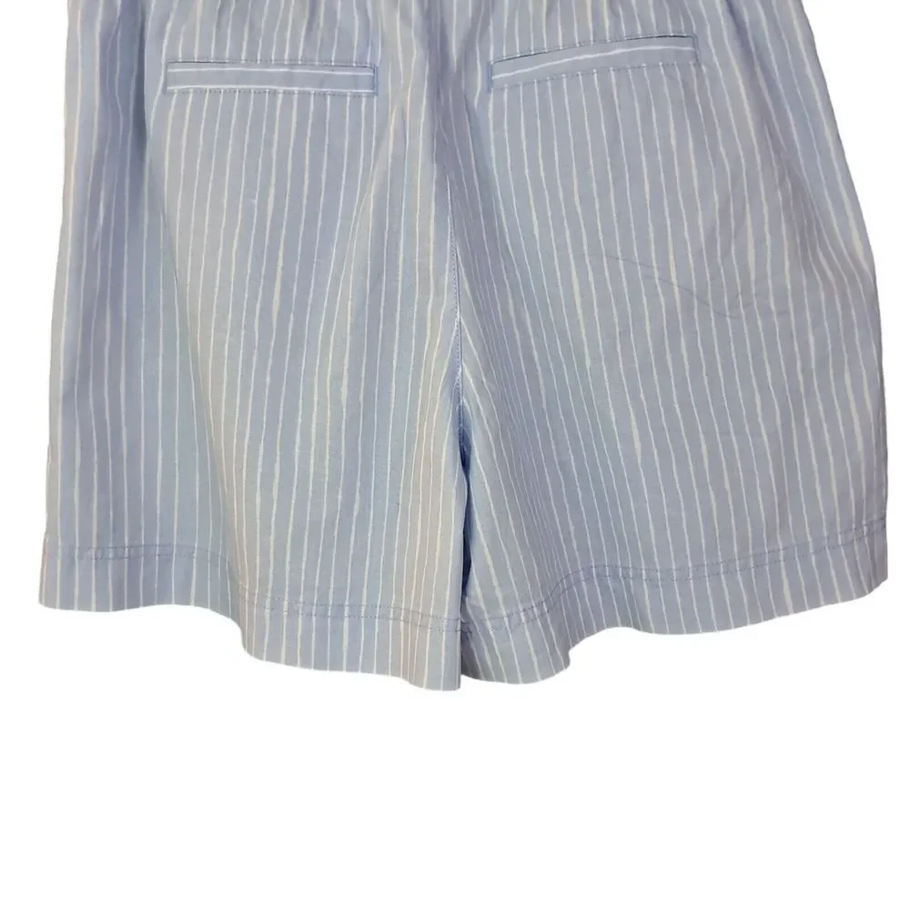 Striped Light Blue Women's Pull-On Shorts